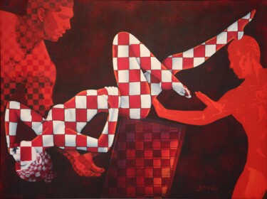 Картина под названием "Couple in Love -4" - Sonaly Gandhi, Подлинное произведение искусства, Акрил