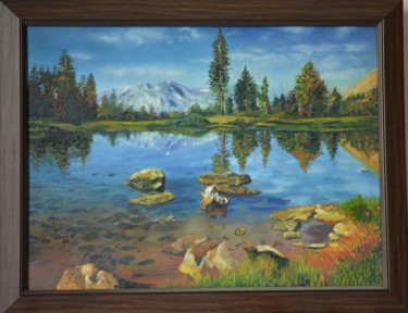 Painting titled "land scape" by Sonam Jaiswal, Original Artwork, Oil