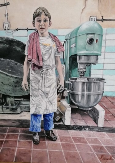 Картина под названием "L'Apprenti boulanger" - Luis Margallo, Подлинное произведение искусства, Масло