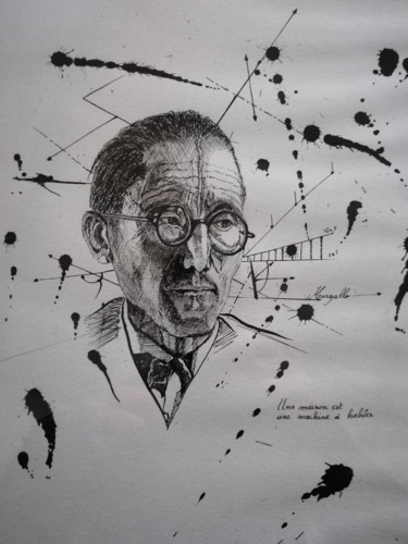Zeichnungen mit dem Titel "Charles-Édouard Jea…" von Luis Margallo, Original-Kunstwerk, Tinte