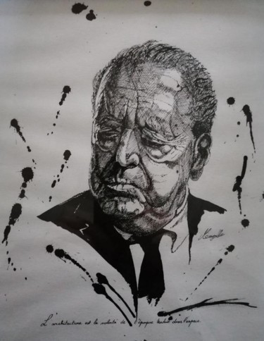 Drawing titled "Ludwig Mies van der…" by Luis Margallo, Original Artwork, Ink