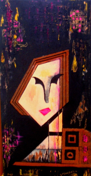 Painting titled "AUTOPORTRAIT ART DE…" by Sonia Mandel, Original Artwork, Acrylic