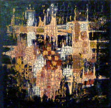 Malerei mit dem Titel "PAVE MOSAIQUE DORE…" von Sonia Mandel, Original-Kunstwerk, Acryl