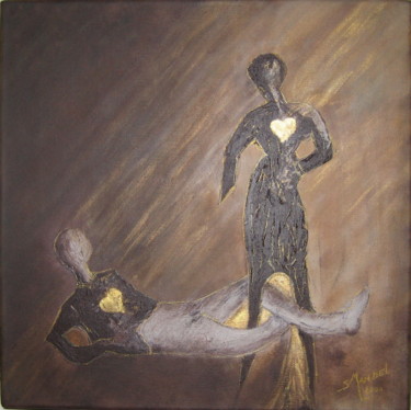 Painting titled "REGARD INTERIEUR" by Sonia Mandel, Original Artwork, Acrylic