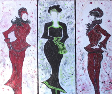 Peinture intitulée "TRIPTYQUE MODE 1-2-3" par Sonia Mandel, Œuvre d'art originale, Acrylique