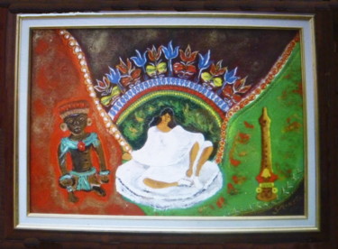 Malerei mit dem Titel "HOMMAGE A FRIDA KHA…" von Sonia Mandel, Original-Kunstwerk, Acryl