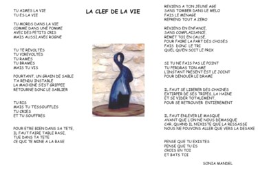 Sculpture intitulée "LA CLEF DE LA VIE" par Sonia Mandel, Œuvre d'art originale, Poème