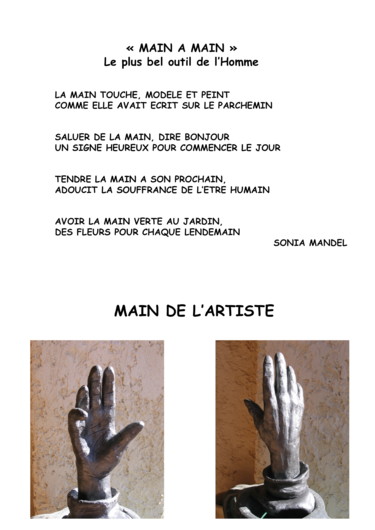 Skulptur mit dem Titel "MAIN A MAIN" von Sonia Mandel, Original-Kunstwerk, Gedicht