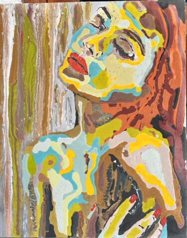 Ζωγραφική με τίτλο "Baciami" από Sonia Bellezza, Αυθεντικά έργα τέχνης, Κιμωλία Τοποθετήθηκε στο Ξύλινο πάνελ