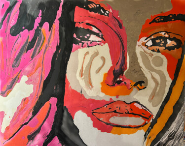 绘画 标题为“Energia in rosso” 由Sonia Bellezza, 原创艺术品, 粉笔 安装在木板上