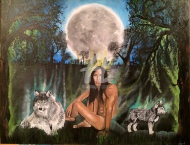 Painting titled "moon-connection1.jpg" by Dohi Art, Original Artwork, Acrylic