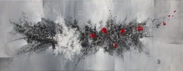 제목이 "" La rose noire ""인 미술작품 Sonia Dumoulin로, 원작, 아크릴 나무 들것 프레임에 장착됨