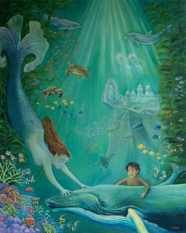 Картина под названием "Beyond The Reef To…" - Sonia Finch, Подлинное произведение искусства, Масло Установлен на Деревянная…