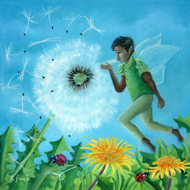 Картина под названием "Spring Timekeeper F…" - Sonia Finch, Подлинное произведение искусства, Масло Установлен на Деревянная…