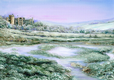 Painting titled "Arundel Castle at f…" by Sonia Finch, Original Artwork, Oil Mounted on Wood Stretcher frame