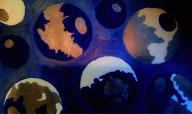 Painting titled "Blue Balls" by Sonia Ighalo, Original Artwork, Acrylic