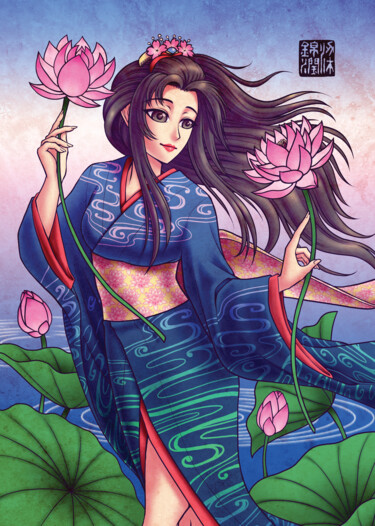 Arte digital titulada "Chūjō-hime, The Cin…" por Sonia Leong, Obra de arte original, Trabajo Digital 2D