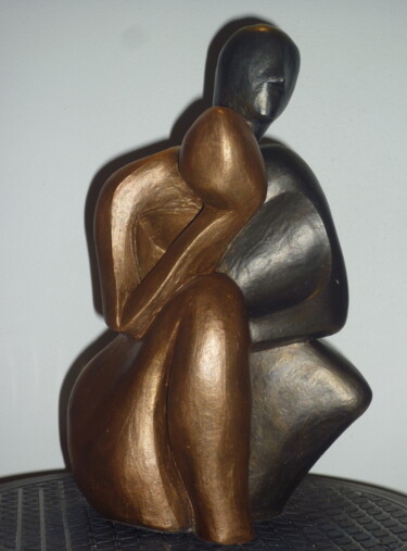 Sculpture titled "FUSION DUO - Terre…" by Sonia Mandel, Original Artwork, Terra cotta