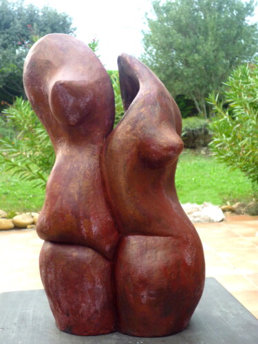Sculptuur getiteld "MIROIR DEFORMANT Te…" door Sonia Mandel, Origineel Kunstwerk, Terra cotta