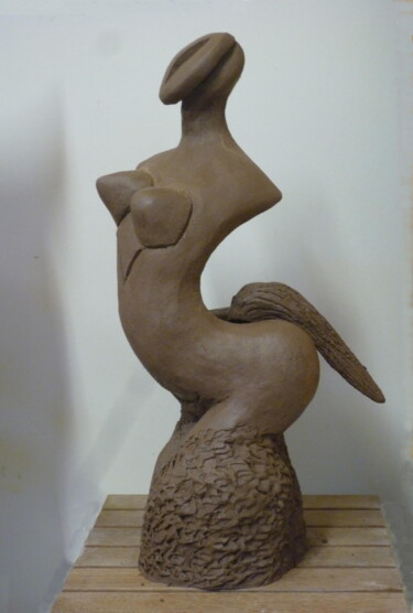 Escultura titulada "CHEVAL DE FEU Terre…" por Sonia Mandel, Obra de arte original, Terracota