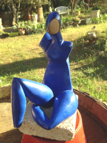 Sculpture intitulée "TIFFANY Bronze bleu…" par Sonia Mandel, Œuvre d'art originale, Métaux