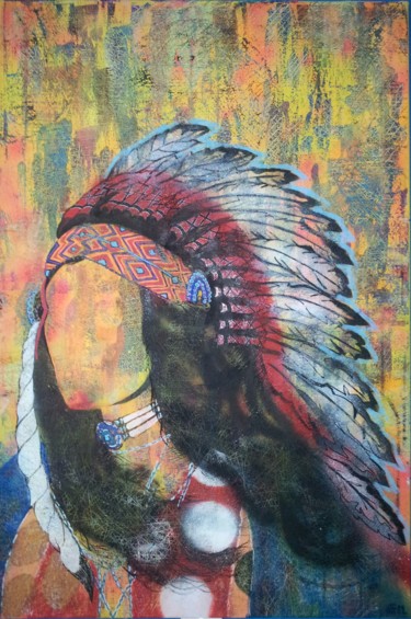 Peinture intitulée "L'indienne 2" par Sonia Michel, Œuvre d'art originale, Acrylique