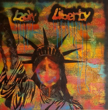 Peinture intitulée "Lady liberty, 100x1…" par Sonia Michel, Œuvre d'art originale, Acrylique