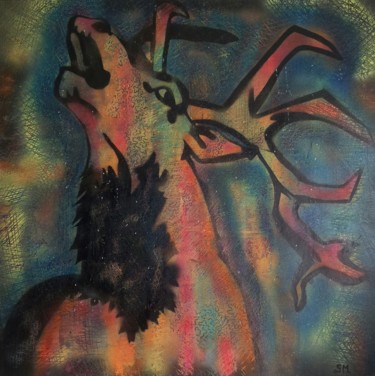 Peinture intitulée "Le brame du cerf,10…" par Sonia Michel, Œuvre d'art originale, Acrylique