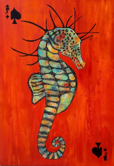 Peinture intitulée "Monsieur hippocampe…" par Sonia Michel, Œuvre d'art originale, Acrylique