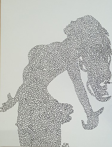 Painting titled "Femme" by Sonia Michel, Original Artwork, Marker