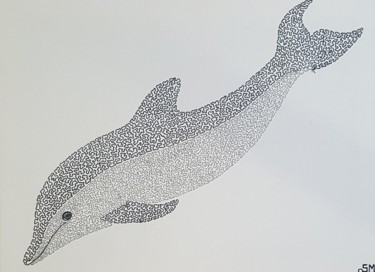 Dessin intitulée "Petit dauphin" par Sonia Michel, Œuvre d'art originale, Marqueur