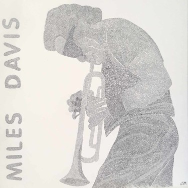 Dessin intitulée "Miles Davis" par Sonia Michel, Œuvre d'art originale, Encre