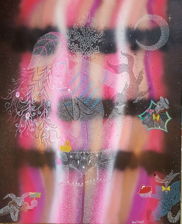 Peinture intitulée "Mon coeur balance" par Sonia Michel, Œuvre d'art originale, Encre