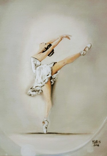 Pittura intitolato "cygne blanc" da Sonia Mutti, Opera d'arte originale, Olio