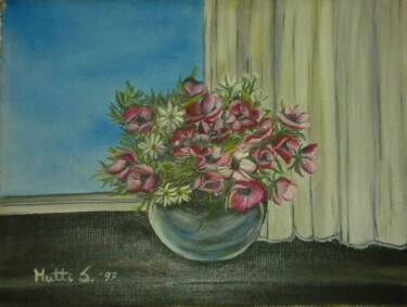 Pittura intitolato "anemoni" da Sonia Mutti, Opera d'arte originale, Olio