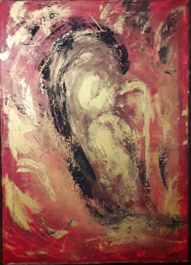 Painting titled "L'abbraccio" by Sonia Orsini, Original Artwork, Acrylic Mounted on Wood Stretcher frame