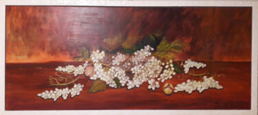 Painting titled "Natura morta con uva" by Sonia Orsini, Original Artwork, Acrylic Mounted on Wood Stretcher frame