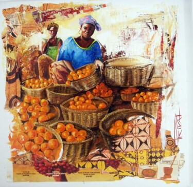 Peinture intitulée "Marchande d'oranges" par Sonia Privat, Œuvre d'art originale