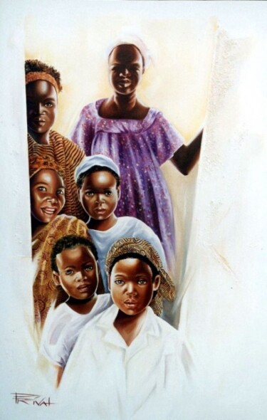 Painting titled "La porte aux enfants" by Sonia Privat, Original Artwork, Oil
