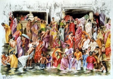 Pintura intitulada "Inde 14" por Sonia Privat, Obras de arte originais