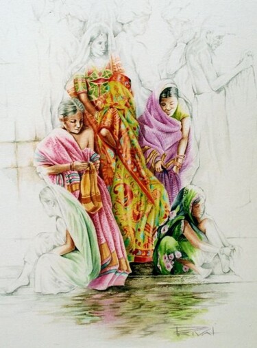 Painting titled "Inde 19" by Sonia Privat, Original Artwork