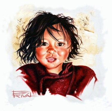 Painting titled "Tibet 07" by Sonia Privat, Original Artwork