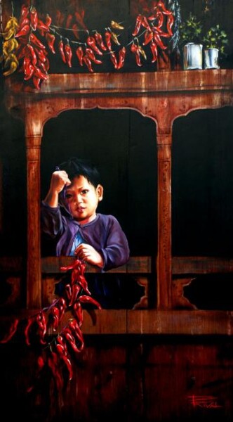 Painting titled "Tibet 08" by Sonia Privat, Original Artwork