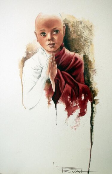 Painting titled "Tibet 14" by Sonia Privat, Original Artwork
