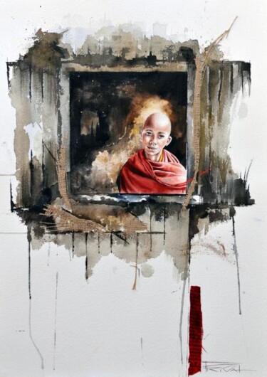 Schilderij getiteld "Tibet 20" door Sonia Privat, Origineel Kunstwerk