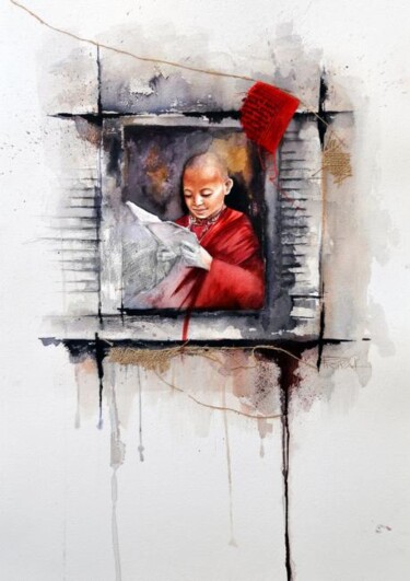 Painting titled "Tibet 24" by Sonia Privat, Original Artwork