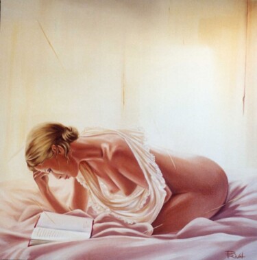 Painting titled "La lecture" by Sonia Privat, Original Artwork