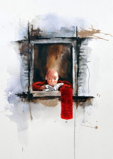 Peinture intitulée "Tibet._21._A5._A4._…" par Sonia Privat, Œuvre d'art originale