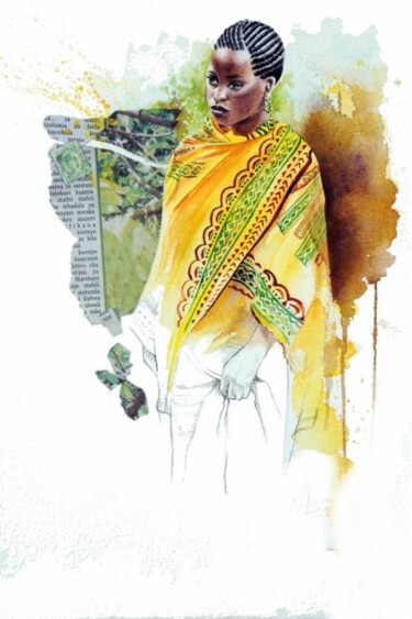 Peinture intitulée "Fleur d’Afrique, Ar…" par Sonia Privat, Œuvre d'art originale