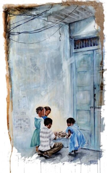 Pintura intitulada "Après l’école, Ston…" por Sonia Privat, Obras de arte originais